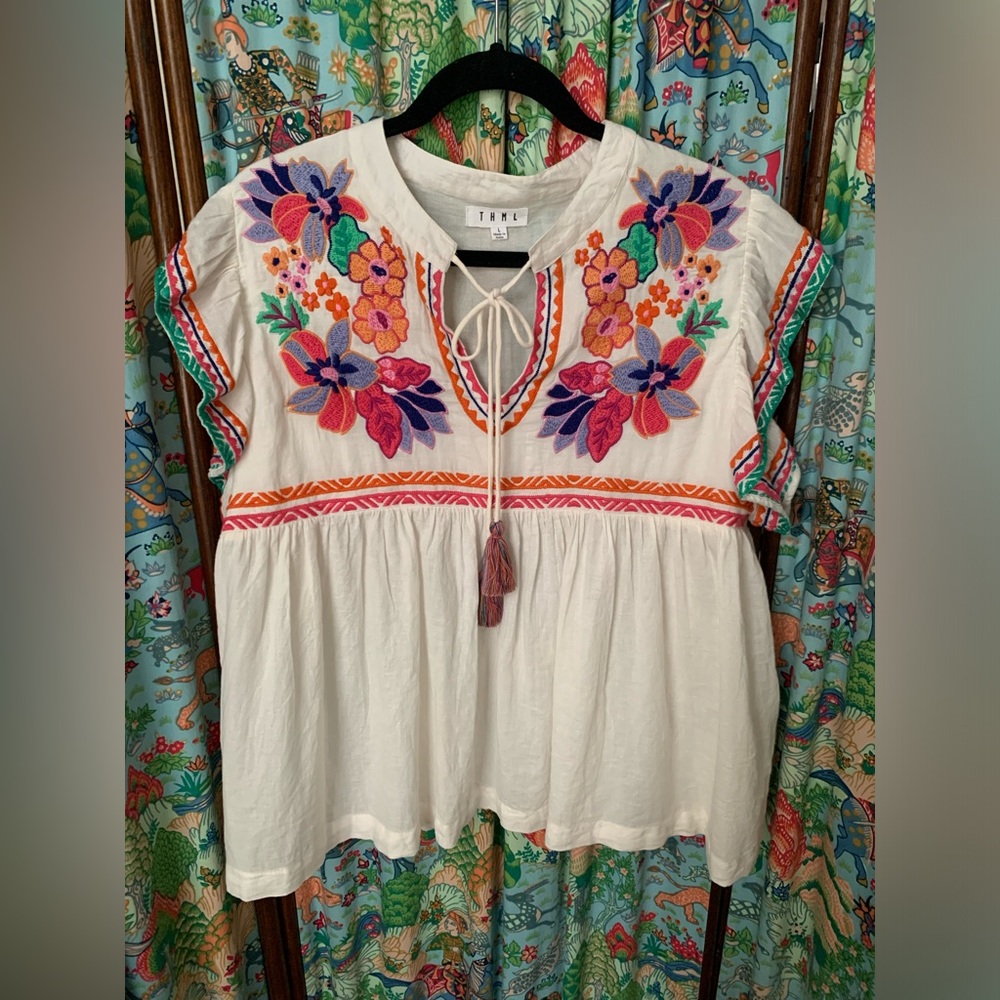 THML boho babydoll top sz large